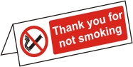 Thank you for not smoking desk sign (double-sided)