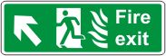 Fire exit (running man & flame, arrow up left)