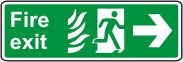 Fire exit (running man & flame, arrow right)
