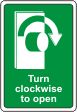 Turn clockwise to open