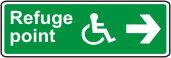 Refuge point, wheelchair symbol, arrow right)