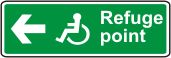 Refuge point, wheelchair symbol, arrow right)