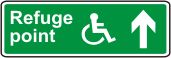 Refuge point, wheelchair symbol, arrow up