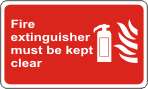 Fire extinguisher must be kept clear