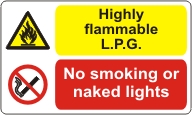 Highly flammable L.P.G. No smoking or naked lights