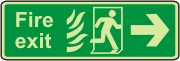 Fire exit, (running man arrow right + flame)