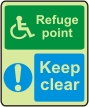 Refuge point Keep clear + Wheelchair