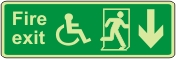 Fire exit, (running man down + Wheelchair)